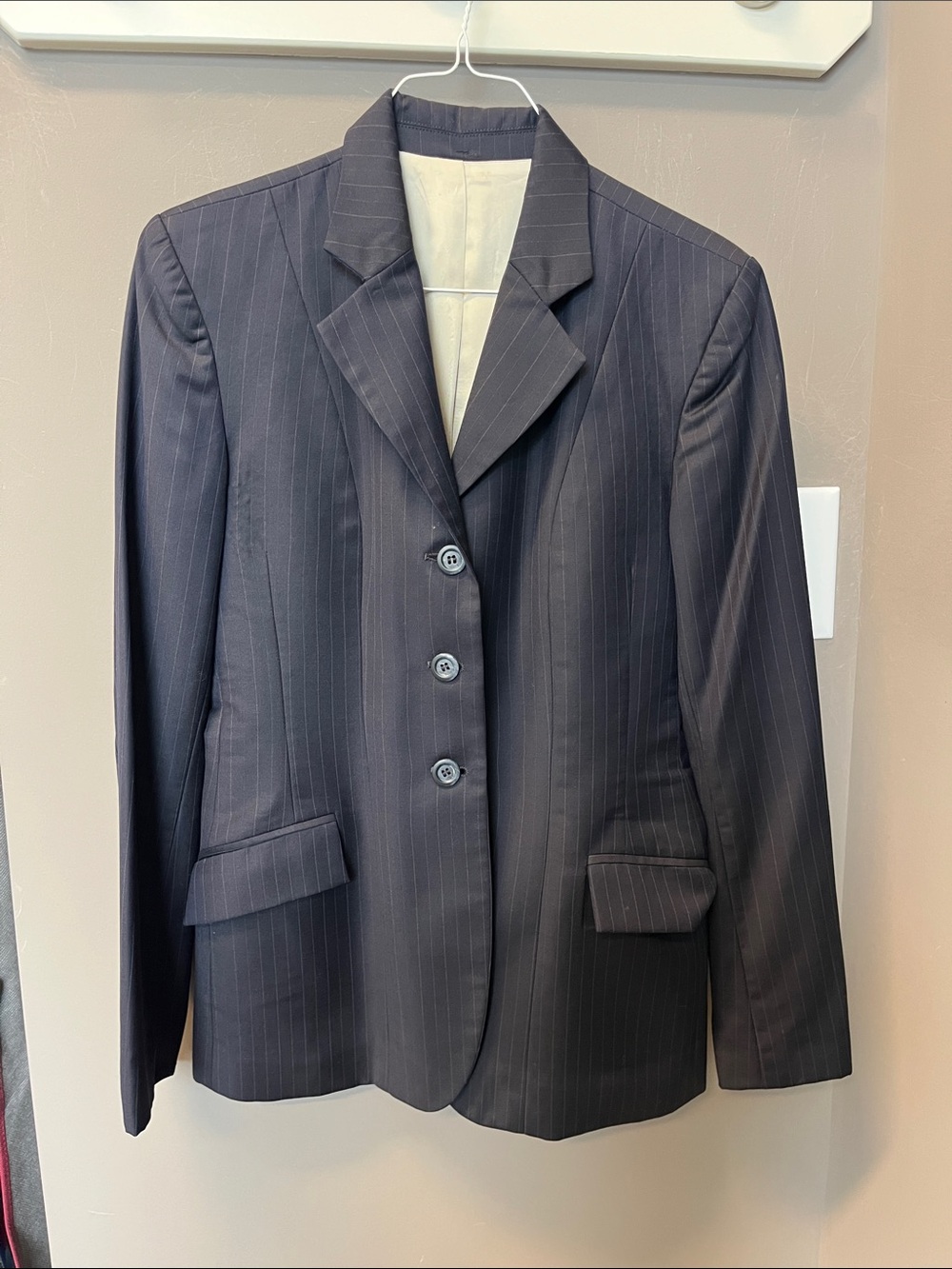 Marigold Show Coat Pinstripe in Navy